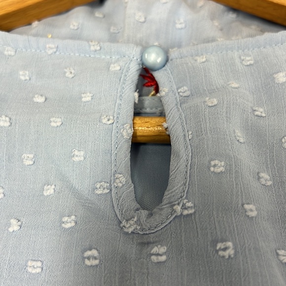 Shein Embroidery Detail Swiss Dot Blue Babydoll Short Sleeve Dress SZ M - Picture 7 of 12